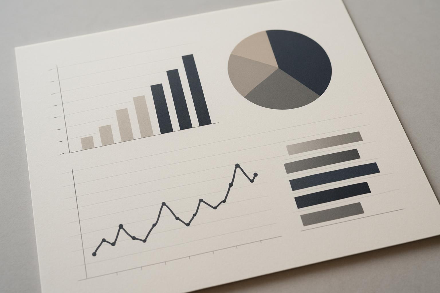 Sample Alt Text: An infographic with various graph types is displayed in muted gray tones. The graphs include a bar graph,...